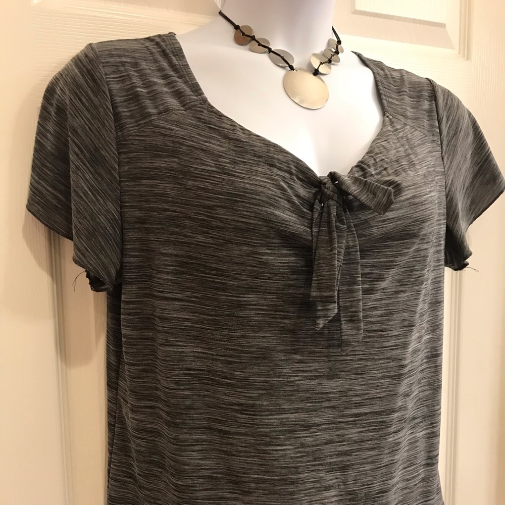 Susan Lawrence short sleeve tie front blouse